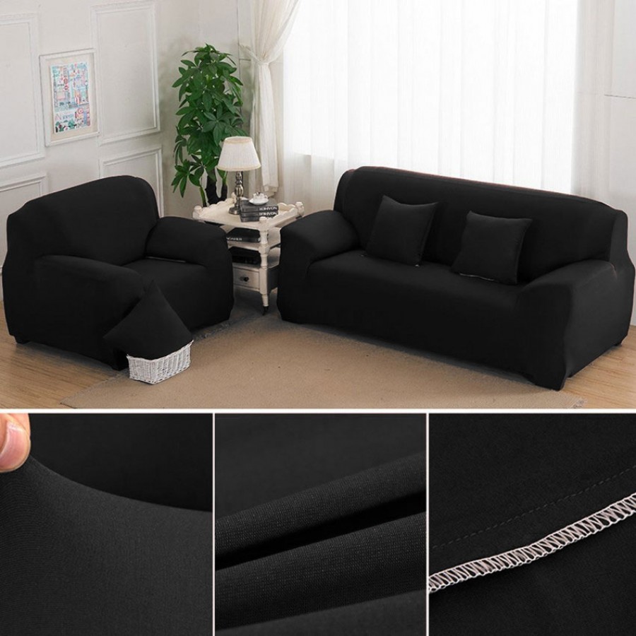 black Jersey Fitted Sofa Cover Set | Comfortable Couch Cover | 3 Seater | 2 Seater | 1 Seater | 5,6 & 7 Seater Sets | Narmo Gudaz	